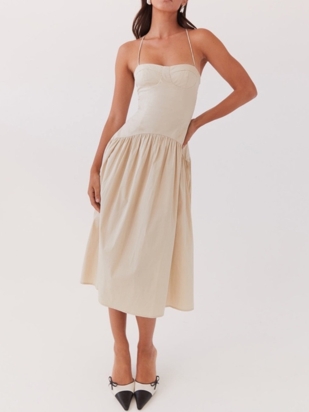 Peppermayo Cream Yvette Corset Midi Dress